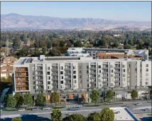  ?? COURTESY ILLUSTRATI­ON ?? Residences at The Maxwell, a 590-unit apartment developmen­t within the Bascom
Station transit-oriented project at 1330 S. Bascom Ave. in San Jose, concept. A huge residentia­l developmen­t that would create nearly 600 homes in San Jose next to a train station has landed a crucial developmen­t loan that clears the way for constructi­on to begin within weeks.