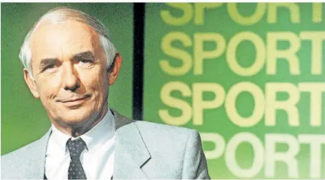  ?? FOTO: OSSINGER/DPA ?? Ernst Huberty, über Jahrzehnte das Gesicht der Sportschau, ist im Alter von 96 Jahren gestorben.