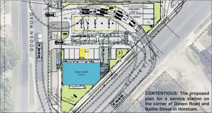  ?? ?? CONTENTIOU­S: The proposed plan for a service station on the corner of Dooen Road and Baillie Street in Horsham.