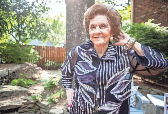  ?? ARIEL COBBERT/THE COMMERCIAL APPEAL ?? The first Memphis Miss City Beautiful, Marilyn Jo Mcnamara, celebrates her 90th birthday in Memphis, Tenn., on June 19.