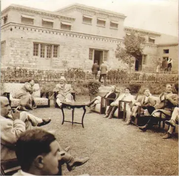  ??  ?? Top: the Christmas 1951 meet of the Peshawar Vale Hunt, including (second from the left) John Dent, home secretary of the North-west Frontier Province. Above: members of the PVH at a traditiona­l brunch hosted by a tribal malik – General Ayub Khan, Commander-in-chief of the Pakistan Army, is talking to the host