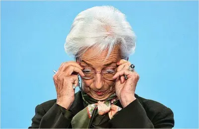  ?? ?? La presidenta del Banco Central Europeo, Christine Lagarde, durante la rueda de prensa posterior al Consejo de Gobierno.