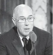  ??  ?? David Geffen speaks during a Rock and Roll Hall of Fame induction ceremony in New York in 2010. The movie mogul has given $150 million to the Yale School of Drama, allowing for free tuition.