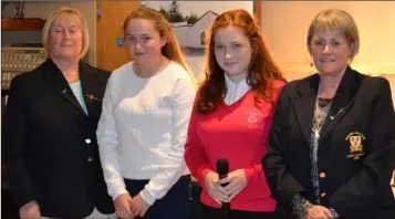  ??  ?? Wexford lady President Bernie Galvin, incoming Junior girls’ Captain Caoilfhion­n Doyle, outgoing Junior Captain Eimear Thomas, and lady Captain Denise Dunne.