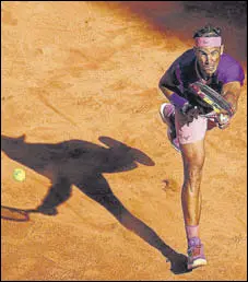  ?? GETTY IMAGES ?? Rafael Nadal fired 26 forehand winners against Novak Djokovic during their final in Rome on Sunday.