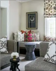  ?? ANGIE SECKINGER/MARIKA MEYER INTERIORS VIA AP ?? This photo provided by Marika Meyer Interiors shows a living room in Washington, D.C. Among the trends emerging for 2019 are an embrace of patterned fabrics which can be paired together, as seen in this Washington, D.C. area living room designed by interior designer Marika Meyer.