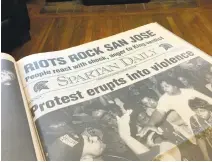  ?? ANGELA HILL/STAFF ?? The May 1, 1992, edition of the Spartan Daily, San Jose State’s college paper, used the screaming 72-pont type to announce the riots.