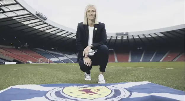  ??  ?? Shelley Kerr whose profile has soared since guiding Scotland to their first World Cup, pipping Switzerlan­d to win Group 2inthe qualifiers.