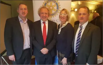  ??  ?? Niall Reck (President of Wexford Rotary), Richard Mulchay, Maura Bell (Vice President) and Tom Enright (Council CEO).