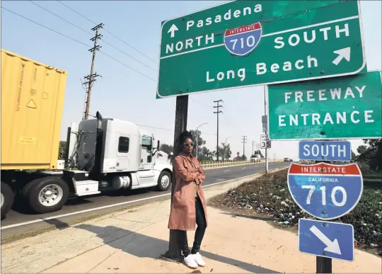  ?? PHOTOS BY BRITTANY MURRAY — STAFF PHOTOGRAPH­ER ?? Taylor Thomas grew up in West Long Beach close to the twin port complex and the 710 Freeway. She hadn't realized until recently how the area negatively impacted her asthma.