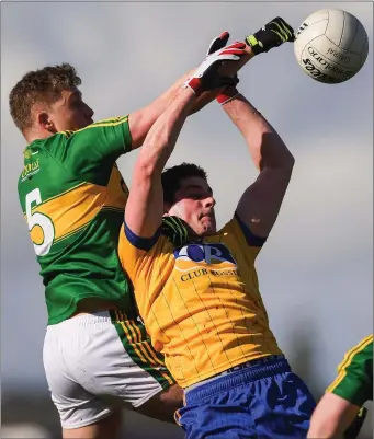  ??  ?? Peter Crowley in action against Fintan Cregg during last Sunday’s Allianz Football League Division 1 Round 4 match between Roscommon and Kerry at Dr Hyde Park, Roscommon. Photo by Sportsfile