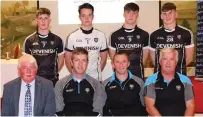  ??  ?? Devenish Nutrition U16 & U17 Team Sponsors: Back row: Mark McGowan, Keelan Harte, Eoin Smith and Gavin Duffy. Front Row: Joe Taaffe (Chairman), Jimmy Smith (U17 Selector), Michael Duffy (U17 Manager), Peter Greene