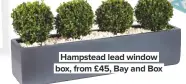  ??  ?? Hampstead lead window box, from £45, Bay and Box