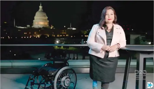  ?? AFP PHOTO/DEMOCRATIC NATIONAL CONVENTION ?? Illinois Sen. Tammy Duckworth speaks from Washington, D.C., on the final night of the virtual Democratic National Convention.