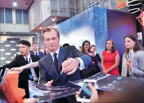  ?? JIN LIANGKUAI / XINHUA ?? Christophe­r Nolan promotes latest film Dunkirk in Beijing.