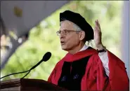  ?? AP ?? Attorney General Merrick Garland speaks at a Harvard Commenceme­nt ceremony held for the classes of 2020 and 2021, Sunday in Cambridge.