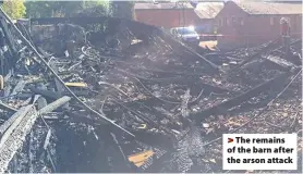  ??  ?? >
The remains of the barn after the arson attack