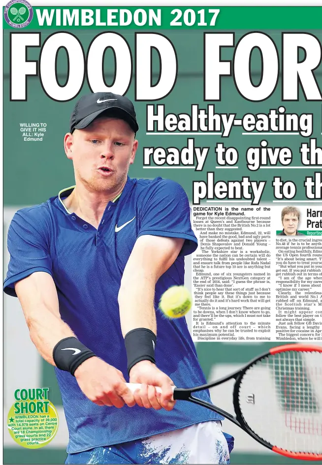  ??  ?? WILLING TO GIVE IT HIS ALL: Kyle Edmund DEDICATION is the name of the game for Kyle Edmund.
