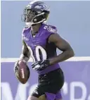  ?? JULIO CORTEZ/AP ?? Baltimore Ravens wide receiver Miles Boykin works out during training camp Friday in Owings Mills, Md.