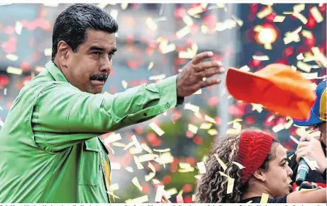 ??  ?? Präsident Nicolas Maduro hat alle Konkurrent­en aus der Opposition ausschalte­n lassen. Sein Gegner gilt als „Marionette der Regierung“