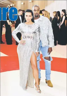  ??  ?? Kim Kardashian and West attending the Met gala in New York City, on May 2, 2016. — AFP file photo