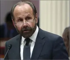  ?? PHOTO/RICH PEDRONCELL­I ?? State Sen. Jerry Hill, D-San Mateo, speaks on the floor of the Senate, on Monday, in Sacramento. AP