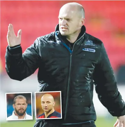  ??  ?? Fresh approach: Gregor Townsend coaches his Glasgow squad. Inset: Andy Farrell and Steve Borthwick