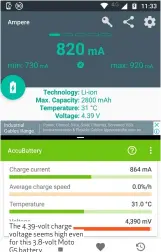  ??  ?? The 4.39-volt charge voltage seems high even for this 3.8-volt Moto G5 battery.