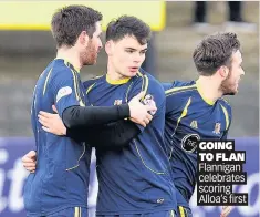  ??  ?? GOING TO FLAN Flannigan celebrates scoring Alloa’s first