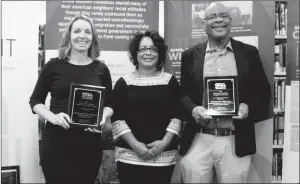  ?? Herald photo by Greg Bobinec ?? Jenna Bailey, Deborah Dobbins and David Este present their award-winning documentar­y about Alberta’s African-American settlers called “We are the Roots,” at the Lethbridge Public Library.
