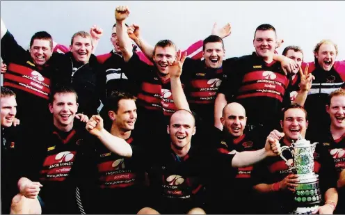  ??  ?? The Arklow RFC team who won the Towns Cup in 2004 by beating Portlaoise in the final in Athy.