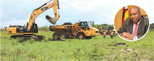  ??  ?? Work has commenced at the Great Dyke platinum project with a box cut function that was presided over by Mines and Mining Developmen­t Minister Winston Chitando (INSET).