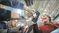  ?? REUTERS ?? US Democratic presidenti­al candidate Hillary Clinton shakes hands with supporters during a campaign event in Pittsburgh, Pennsylvan­ia, on Saturday.