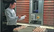  ?? PROVIDED TO CHINA DAILY ?? Gong Guanghui counts the number of eggs at his chicken farm.