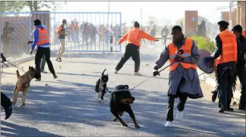  ?? ?? Tension: At the height of the tension (on the day of the congress), the two factions pelted stones at each other, an incident that landed Tsiara and one Phodiso Keiponye (two Gaolathe supporters), in hospital