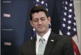  ?? J. SCOTT APPLEWHITE — THE ASSOCIATED PRESS ?? House Speaker Paul Ryan of Wis. pauses during a news conference on Capitol Hill in Washington, Tuesday. Ryan said Republican­s are talking about reviving the failed health care bill, but said it would be premature to say where the legislatio­n stands or...