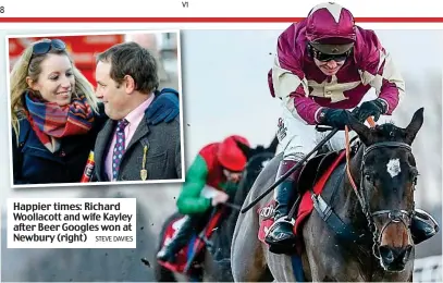  ?? STEVE DAVIES ?? Happier times: Richard Woollacott and wife Kayley after Beer Googles won at Newbury (right)