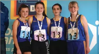  ??  ?? The Lakeside team which won bronze in the U-16 Girls 4 x 100 relay; Amy Allen, Niamh Cullen, Zoe Kirkman and Alannah McGuire.