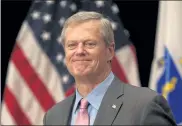  ?? NANCY LANE / BOSTON HERALD FILE ?? Gov. Charlie Baker is reportedly being eyed for a Cabinet position by Democratic nominee Joe Biden’s transition team.