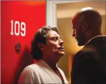  ??  ?? Mr Wednesday (Ian McShane) and Shadow Moon (Ricky Whittle) appear in an episode from season one of “American Gods.”