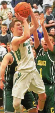  ?? JOHN BREWER - ONEIDA DAILY DISPATCH ?? Hamilton’s Sean Hunt attempts a shot against Copenhagen in Section III Class D opening round postseason play on Friday, Feb. 16.