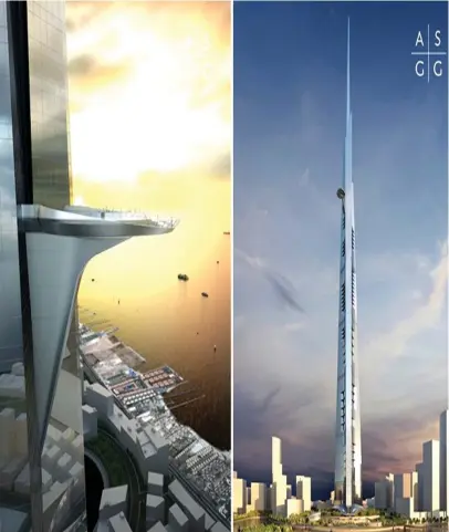  ??  ?? An artist’s rendering of the kilometer-high Kingdom Tower in Jeddah