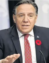  ?? PHOTO STEVENS LEBLANC ?? Le premier ministre François Legault lors d’un point de presse sur la pandémie de COVID-19 hier à l’Assemblée nationale.