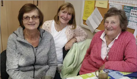  ??  ?? Dolly McNamara, Kathleen O’Connor and Iris Martin at the Greystones Cancer Suport coffee morning.