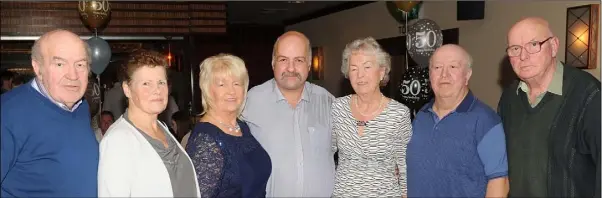  ??  ?? Louis Cotter, Ann Cotter, Eithne Mackin, Eamonn Cotter, May O’Donnell, Michael Cotter and Matthew Cotter at Eamonn’s 50th birthday party in The Lisdoo.