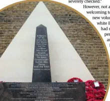  ??  ?? LEFT The memorial to the members of African and Caribbean nations who served in WWI and WWII. It was unveiled in Brixton, London, in 2017