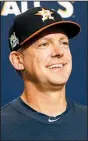  ?? AP/KATHY WILLENS ?? Astros Manager A.J. Hinch has lots of respect for Dodgers Game 1 starter Clayton Kershaw, who has a career 2.36 earned-run average.