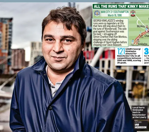  ?? PICTURE: IAN HODGSON ?? Local hero: Kinkladze back in Manchester at the Lowry