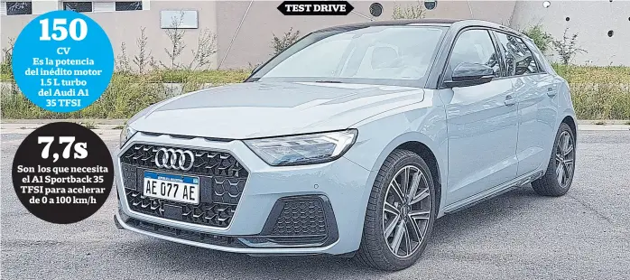  ??  ?? CV
Es la potencia del inédito motor
1.5 L turbo del Audi A1
35 TFSI
Son los que necesita el A1 Sportback 35 TFSI para acelerar de 0 a 100 km/h