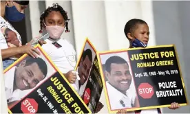  ??  ?? Ronald Greene’s family attend the March on Washington on 28 August 2020. Photograph: Michael M Santiago/AP